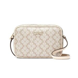 New Kate Spade Signature Spade Flower Mini Camera Bag Dark Beige Multi